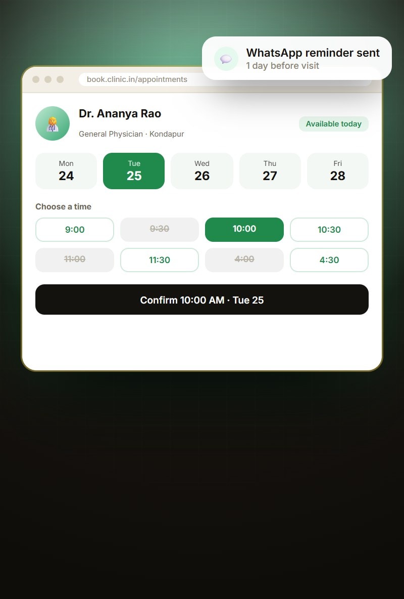 Clinic appointments system (concept design)