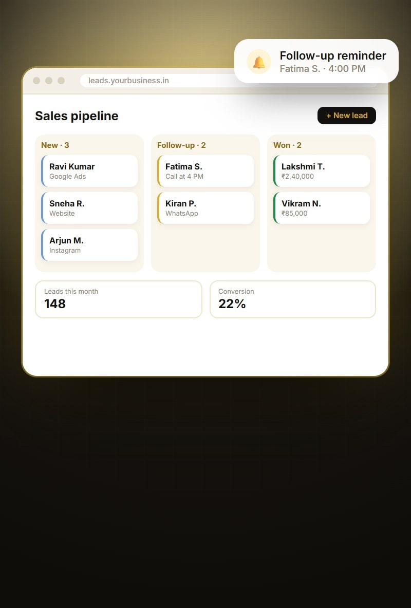 Sales lead tracker (concept design)